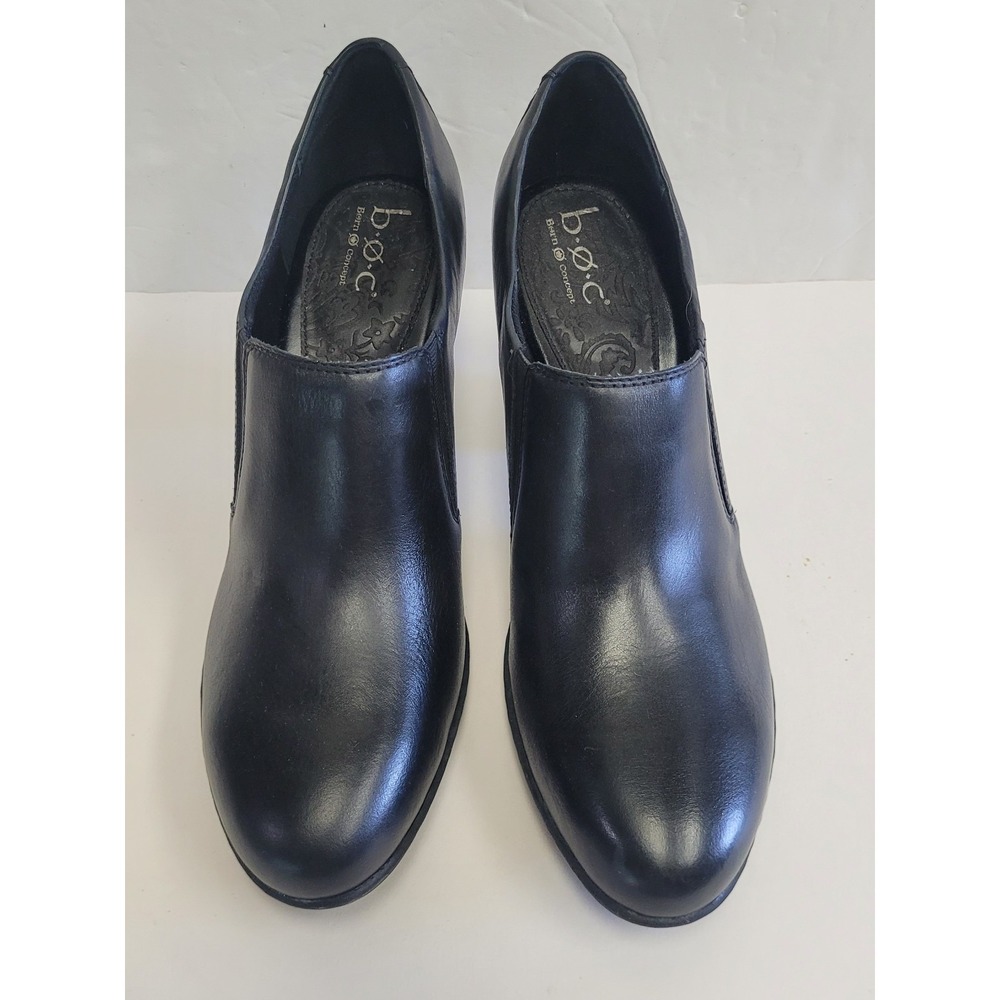 B.Ø.C. Børn Concepts Slip On Loafer-Style Heels Black Leather‎ Size US 11 EU 43 - Picture 2 of 10